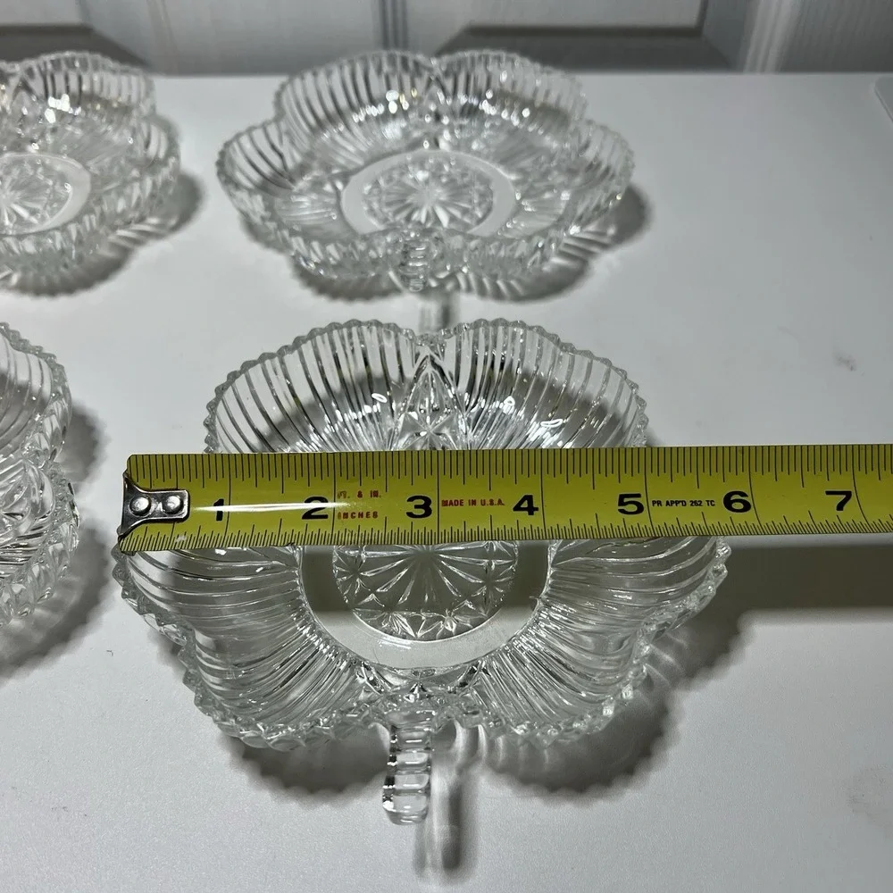 1930s 4-Federal Glass‎ Crystal Cut Clover Shaped Candy/Nut Dish Trinket Dish